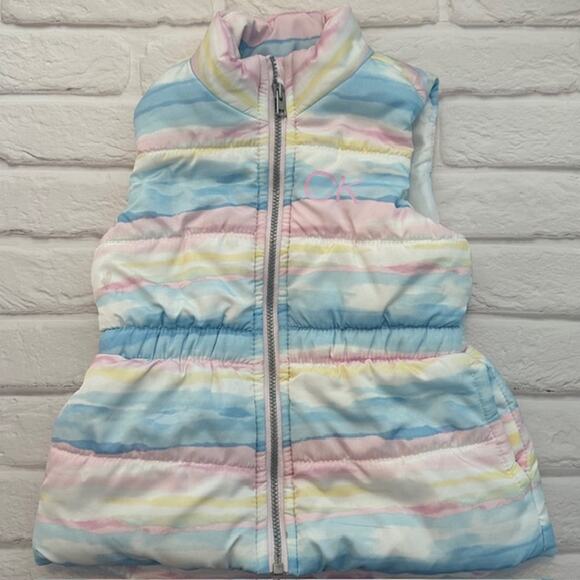 Toddler Girls 2T Calvin Klein Vest & Wonder Nation OS Hat Blue Yellow Pink - Picture 2 of 16